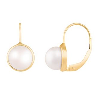Splendid Pearls 14k Gold Freshwater Cultured Pearl Leverback Earrings