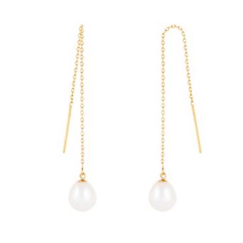 Splendid Pearls 14k Gold Freshwater Cultured Pearl Threader Earrings