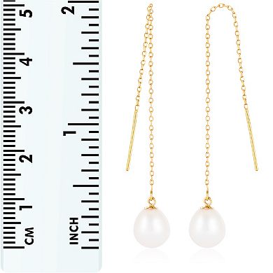 Splendid Pearls 14k Gold Freshwater Cultured Pearl Threader Earrings