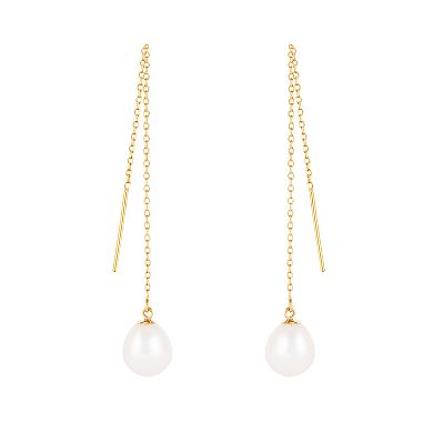 Splendid Pearls 14k Gold Freshwater Cultured Pearl Threader Earrings