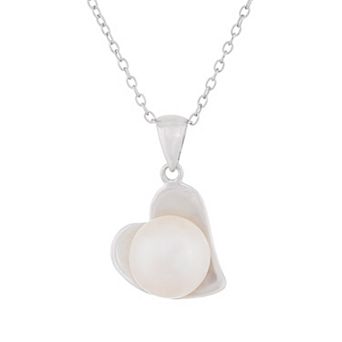 Splendid Pearls Sterling Silver Heart Shaped Freshwater Cultured Pearl Pendant