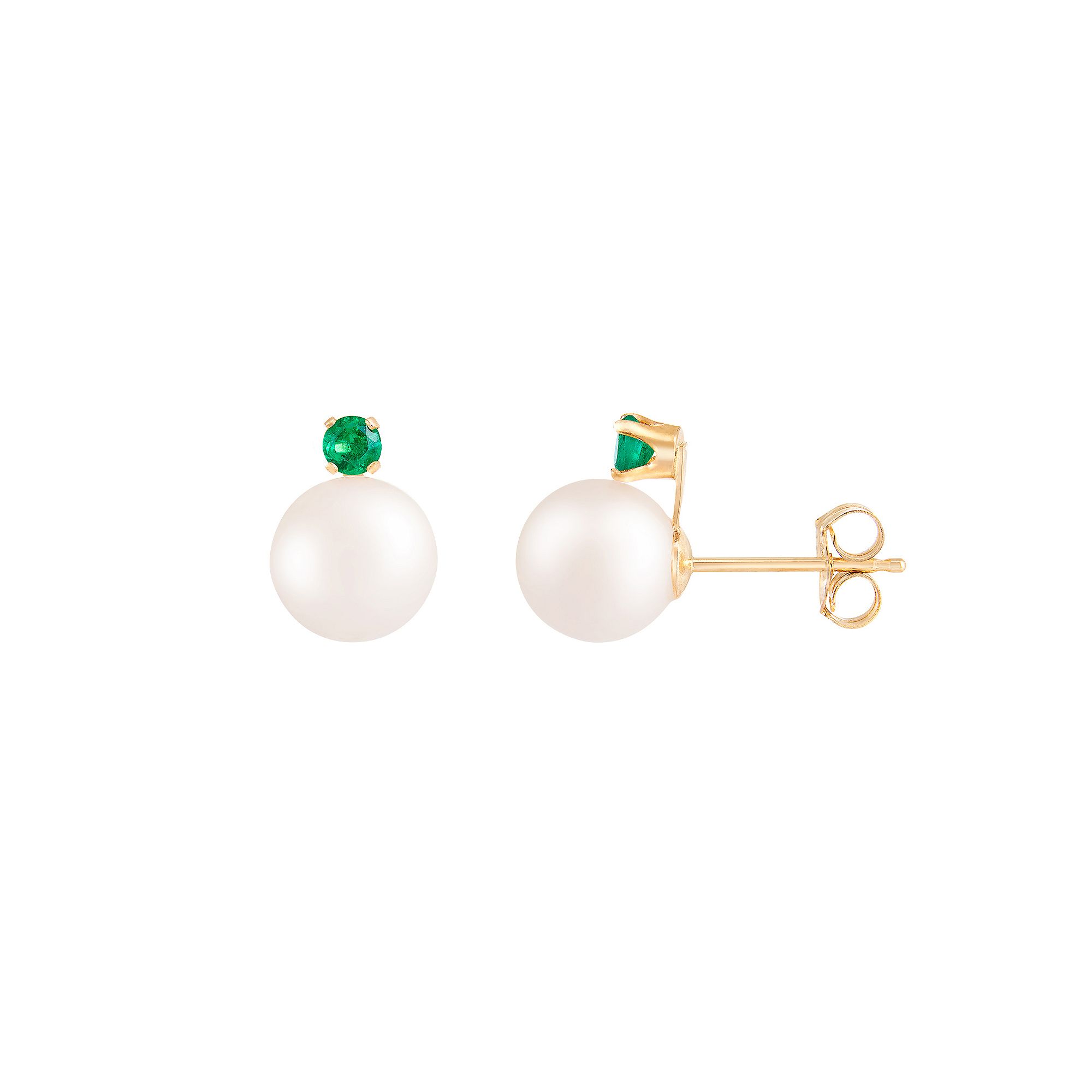 Splendid Pearls 14k Gold Emerald Freshwater Cultured Pearl Earrings, Women