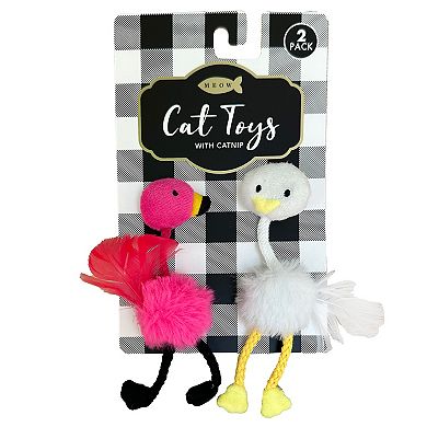 Meow Pink & White Bird 2-Pack Catnip Cat Toys