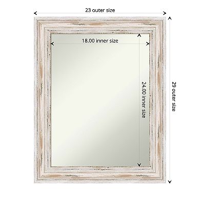Amanti Art Alexandria White Wash Bathroom Wall Mirror