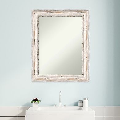 Amanti Art Alexandria White Wash Bathroom Wall Mirror