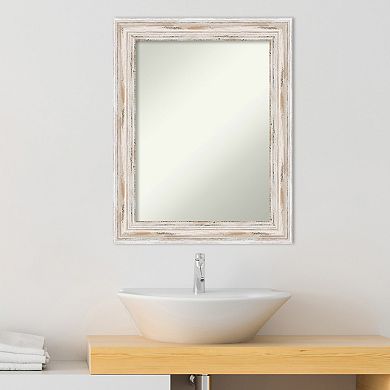 Amanti Art Alexandria White Wash Bathroom Wall Mirror