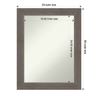 Amanti Art Non-Beveled Bathroom Wall Mirror Alta Medium Brown Frame