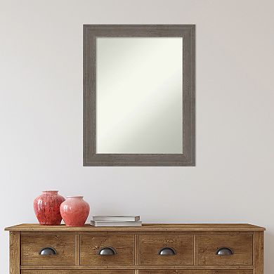 Amanti Art Non-Beveled Bathroom Wall Mirror Alta Medium Brown Frame