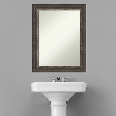 Amanti Art Non-Beveled Bathroom Wall Mirror Alta Medium Brown Frame