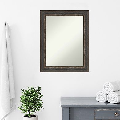 Amanti Art Non-Beveled Bathroom Wall Mirror Alta Medium Brown Frame