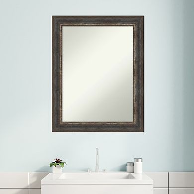 Amanti Art Non-Beveled Bathroom Wall Mirror Alta Medium Brown Frame