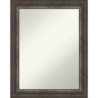 Amanti Art Non-Beveled Bathroom Wall Mirror Alta Medium Brown Frame