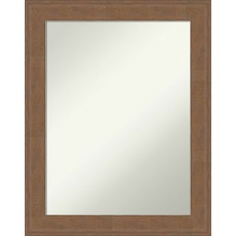 Amanti Art Non-Beveled Bathroom Wall Mirror Alta Medium Brown Frame