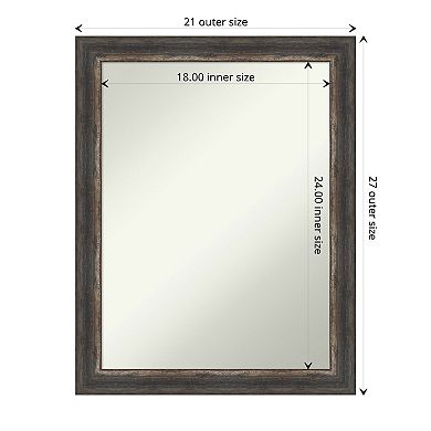 Amanti Art Non-Beveled Bathroom Wall Mirror Bark Rustic Char Narrow Frame