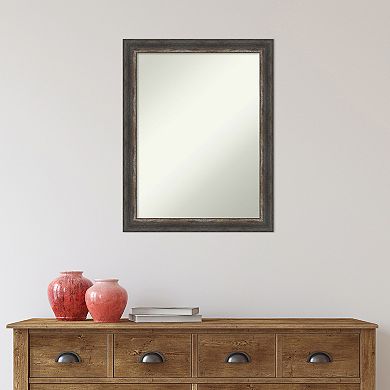 Amanti Art Non-Beveled Bathroom Wall Mirror Bark Rustic Char Narrow Frame