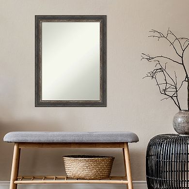 Amanti Art Non-Beveled Bathroom Wall Mirror Bark Rustic Char Narrow Frame
