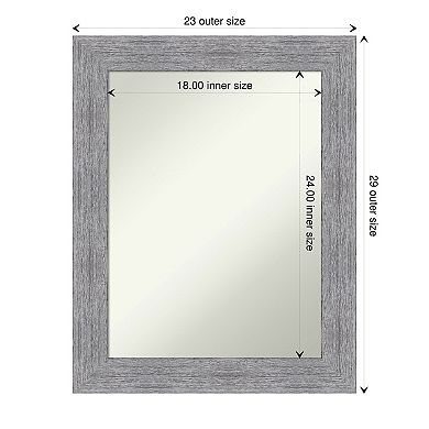 Amanti Art Non-Beveled Bathroom Wall Mirror Bark Rustic Char Frame