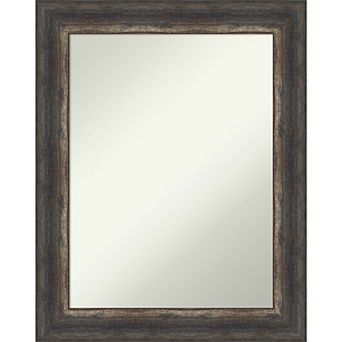 Amanti Art Non-Beveled Bathroom Wall Mirror Bark Rustic Char Frame