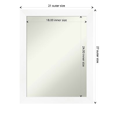 Amanti Art White Narrow Bathroom Wall Mirror