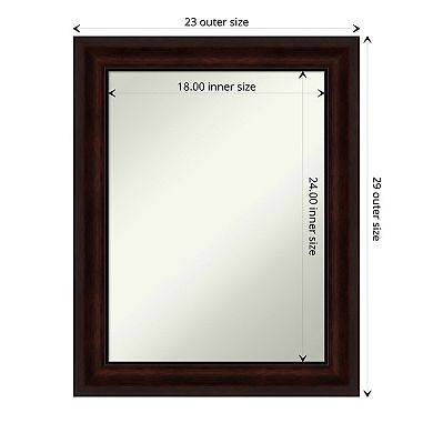 Amanti Art Non-Beveled Bathroom Wall Mirror Coffee Bean Brown Frame