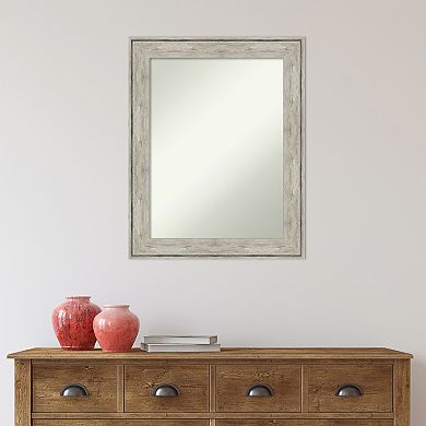Amanti Art Non-Beveled Bathroom Wall Mirror Crackled Metallic Frame