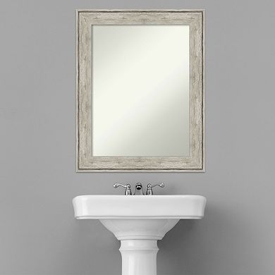 Amanti Art Non-Beveled Bathroom Wall Mirror Crackled Metallic Frame