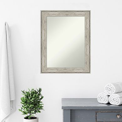 Amanti Art Non-Beveled Bathroom Wall Mirror Crackled Metallic Frame