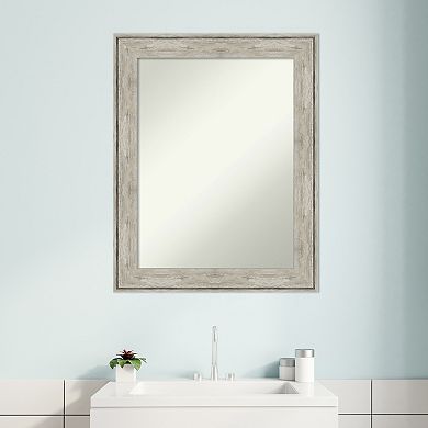 Amanti Art Non-Beveled Bathroom Wall Mirror Crackled Metallic Frame