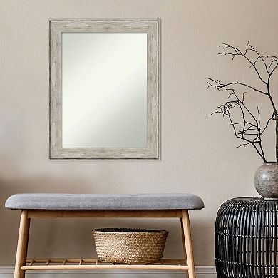 Amanti Art Non-Beveled Bathroom Wall Mirror Crackled Metallic Frame
