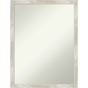 Amanti Art Non-Beveled Bathroom Wall Mirror Crackled Metallic Narrow Frame