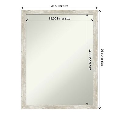 Amanti Art Non-Beveled Bathroom Wall Mirror Crackled Metallic Narrow Frame