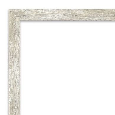 Amanti Art Non-Beveled Bathroom Wall Mirror Crackled Metallic Narrow Frame
