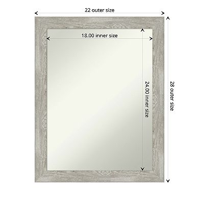 Amanti Art Dove Gray Wash Narrow Bathroom Wall Mirror