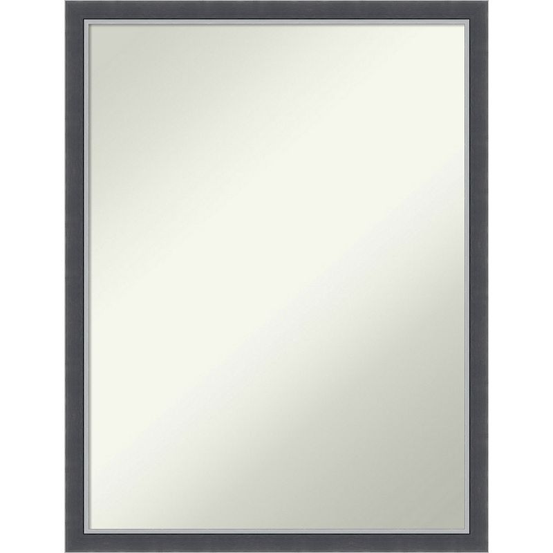 Amanti Art Non-Beveled Bathroom Wall Mirror Eva Black Silver Thin Frame
