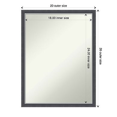 Amanti Art Non-Beveled Bathroom Wall Mirror Eva Black Silver Thin Frame