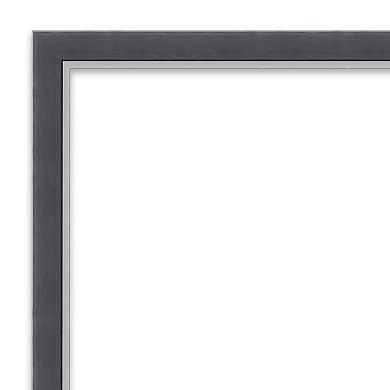 Amanti Art Non-Beveled Bathroom Wall Mirror Eva Black Silver Thin Frame