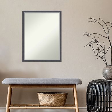 Amanti Art Non-Beveled Bathroom Wall Mirror Eva Black Silver Thin Frame