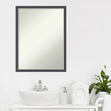 Amanti Art Non-Beveled Bathroom Wall Mirror Eva Black Silver Thin Frame