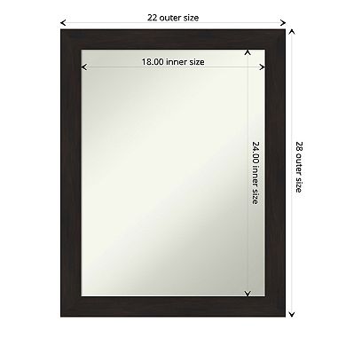Amanti Art Espresso Narrow Bathroom Wall Mirror