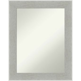 Amanti Art Non-Beveled Bathroom Wall Mirror Glam Linen Grey Frame