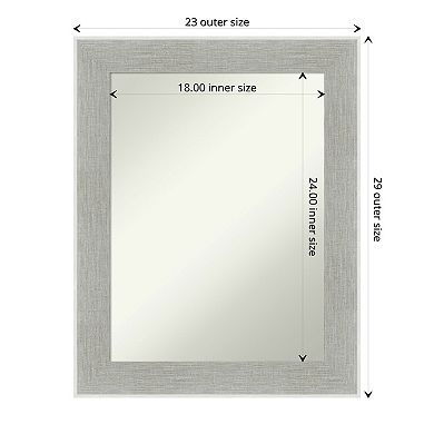 Amanti Art Non-Beveled Bathroom Wall Mirror Glam Linen Grey Frame