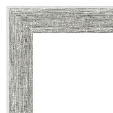 Amanti Art Non-Beveled Bathroom Wall Mirror Glam Linen Grey Frame