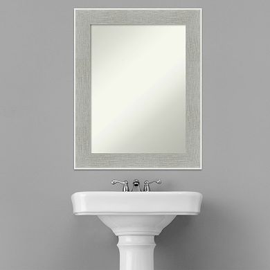 Amanti Art Non-Beveled Bathroom Wall Mirror Glam Linen Grey Frame