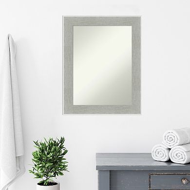 Amanti Art Non-Beveled Bathroom Wall Mirror Glam Linen Grey Frame
