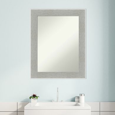 Amanti Art Non-Beveled Bathroom Wall Mirror Glam Linen Grey Frame