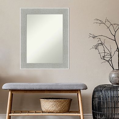 Amanti Art Non-Beveled Bathroom Wall Mirror Glam Linen Grey Frame