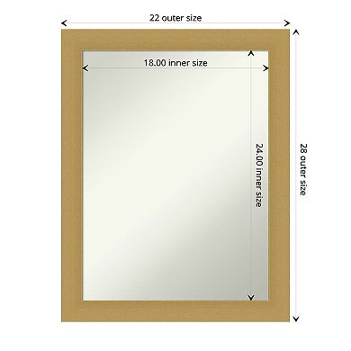 Amanti Art Non-Beveled Bathroom Wall Mirror Grace Brushed Gold Frame