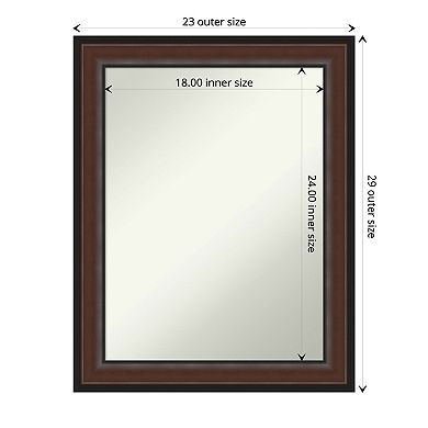 Amanti Art Harvard Walnut Finish Bathroom Wall Mirror