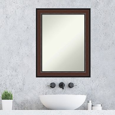 Amanti Art Harvard Walnut Finish Bathroom Wall Mirror