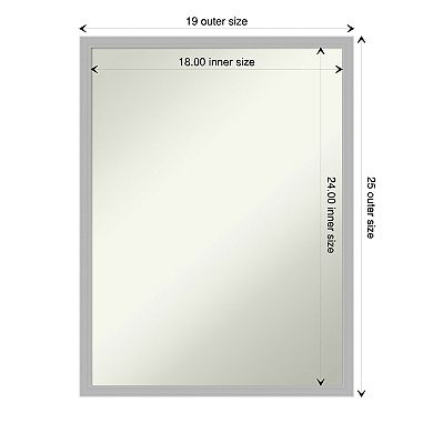 Amanti Art Non-Beveled Bathroom Wall Mirror Hera Chrome Frame